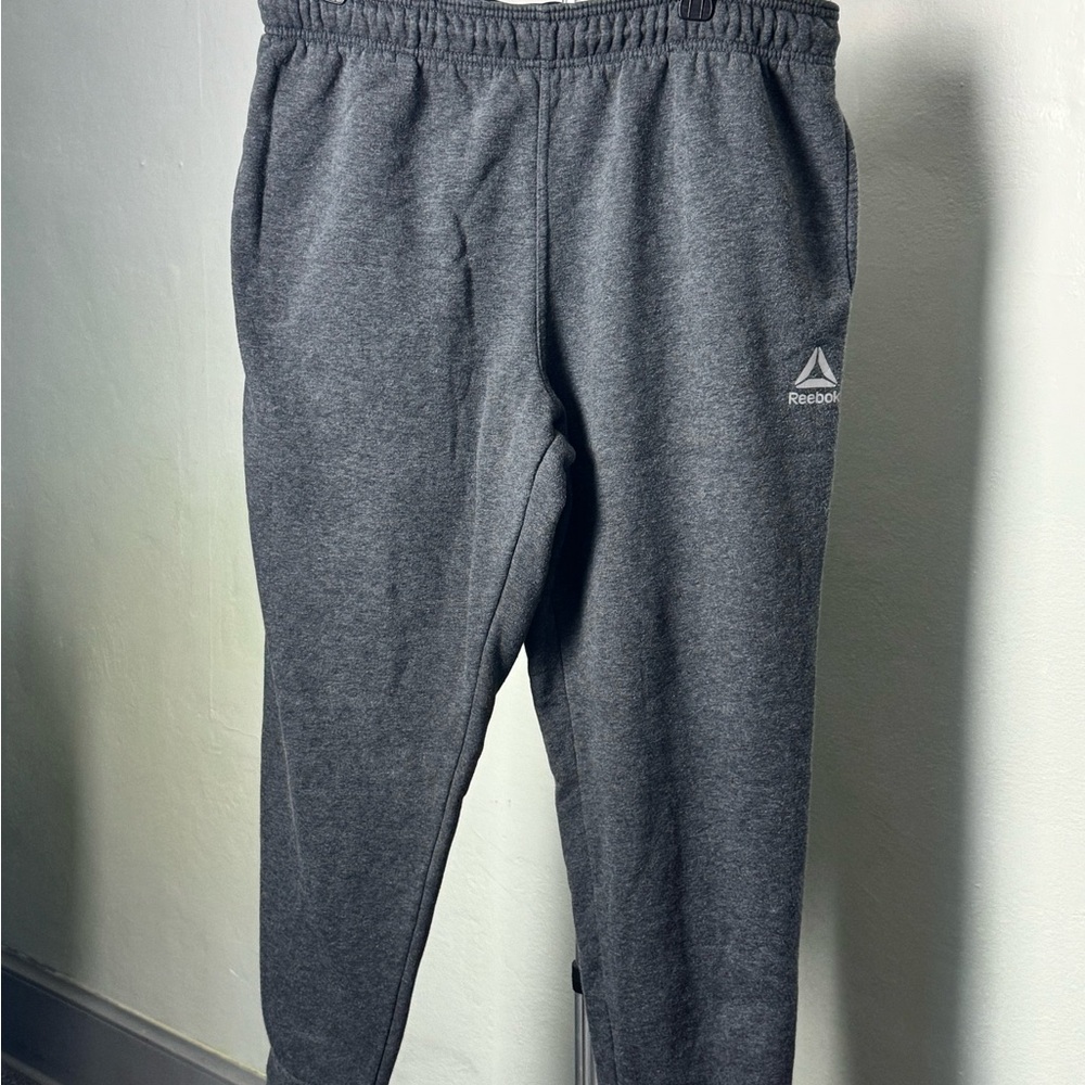 Reebok Gray Joggers with Elastic Waistband and Tapered Legs